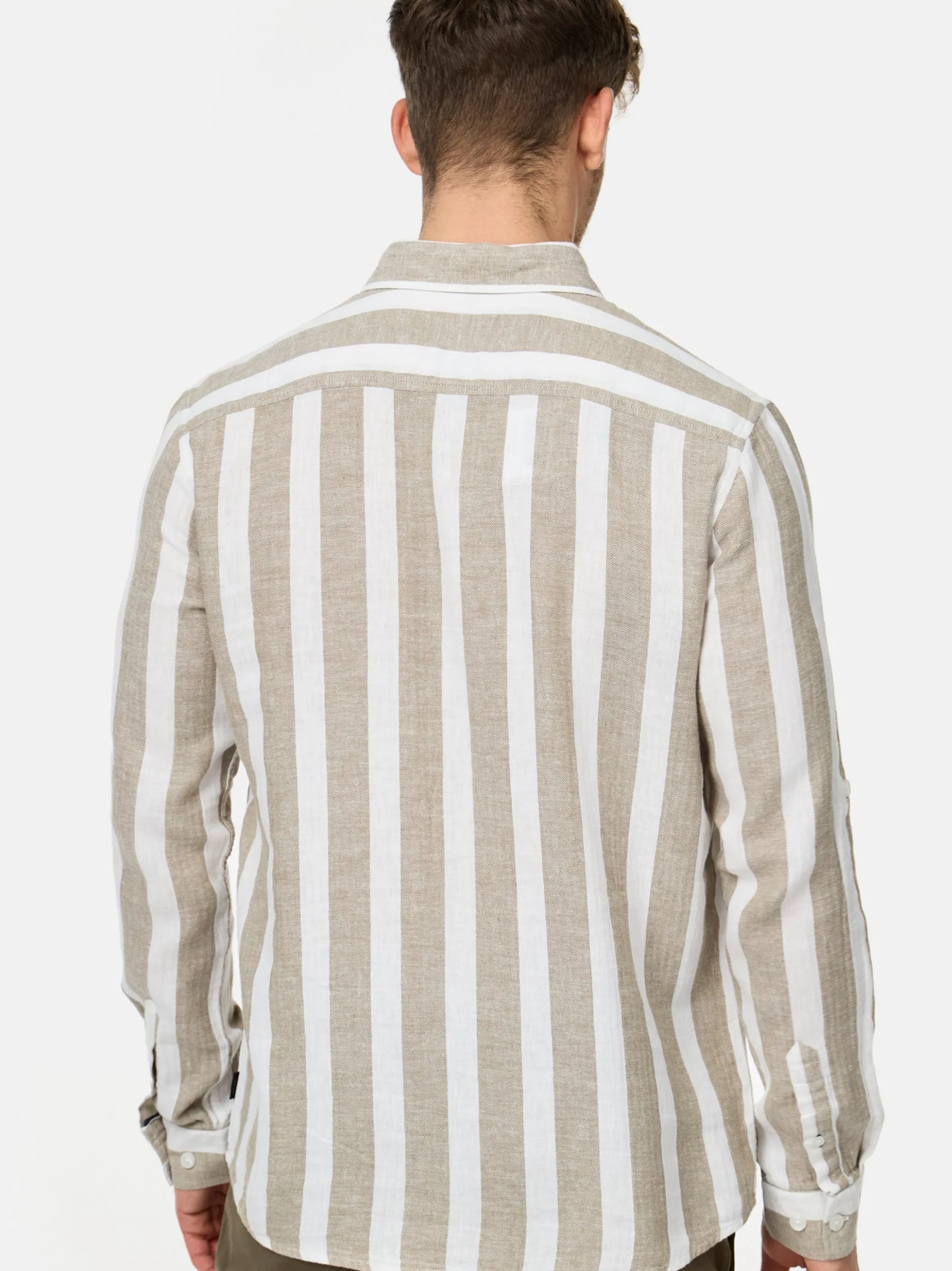 Indicode Herren Hemd Langarm - Brayden in beige grün