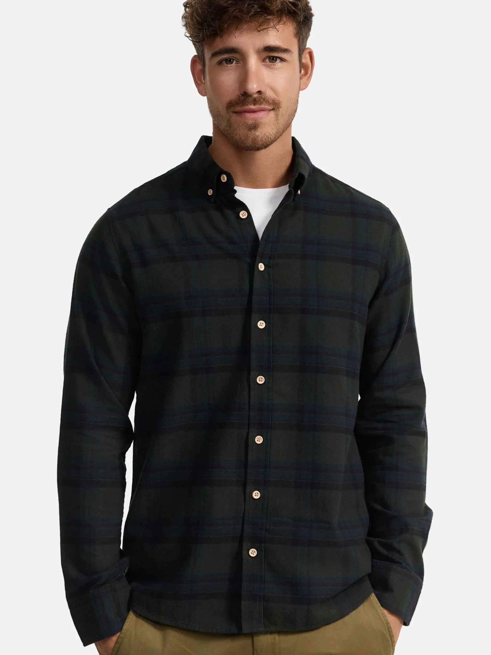 Indicode Herren Hemd Langarm - Riverside in khaki