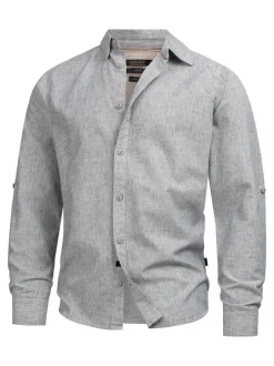 Indicode Herren Hemd Langarm - INBran in blau bleached
