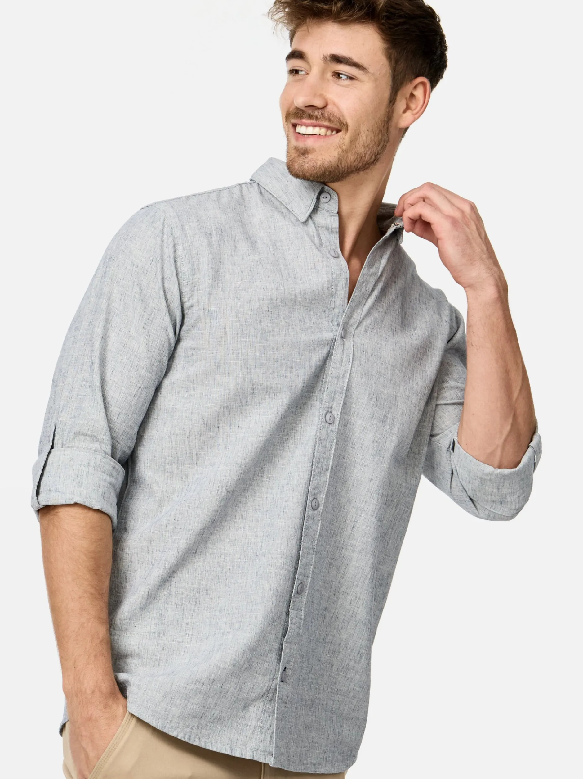 Indicode Herren Hemd Langarm - INBran in blau bleached