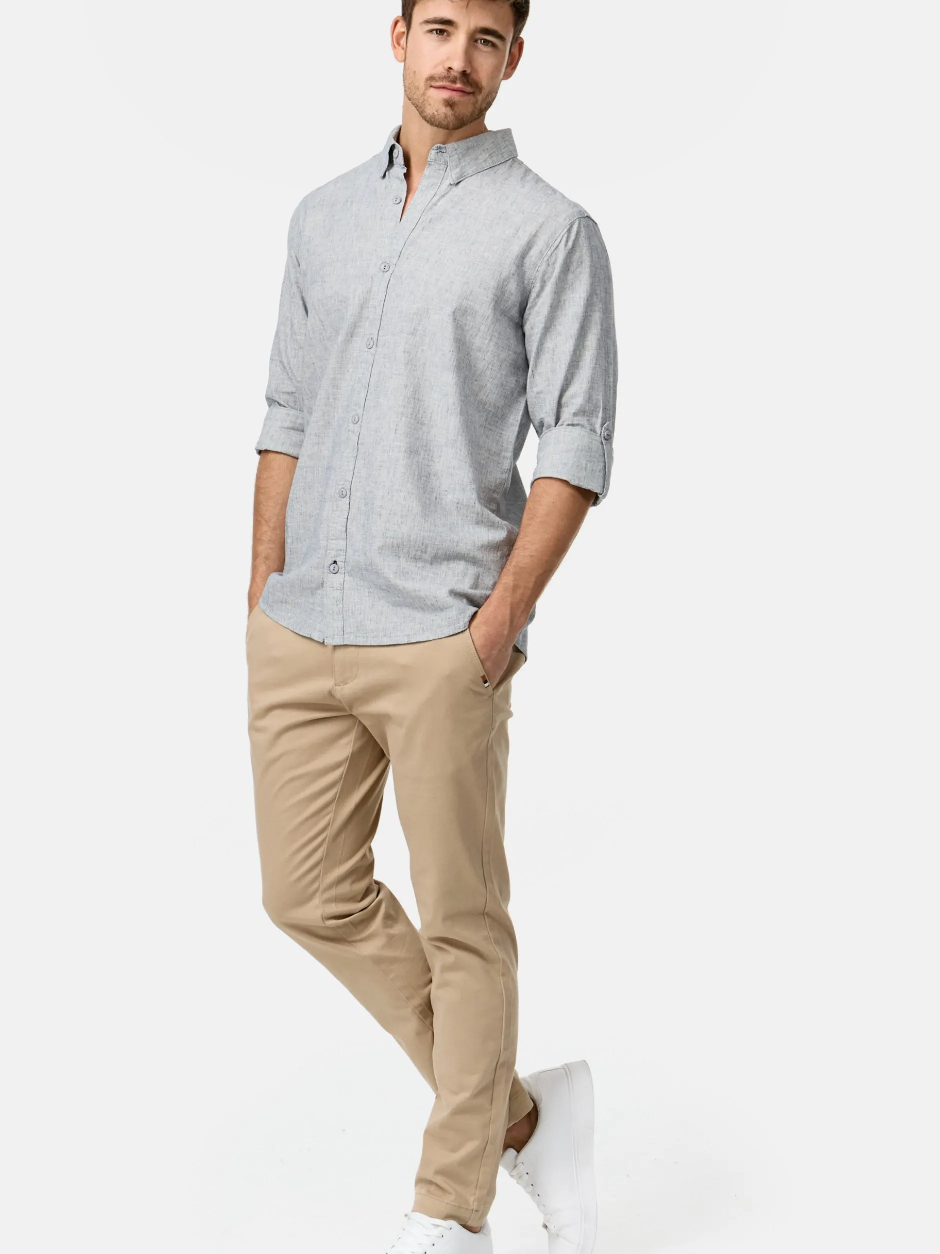 Indicode Herren Hemd Langarm - INBran in blau bleached