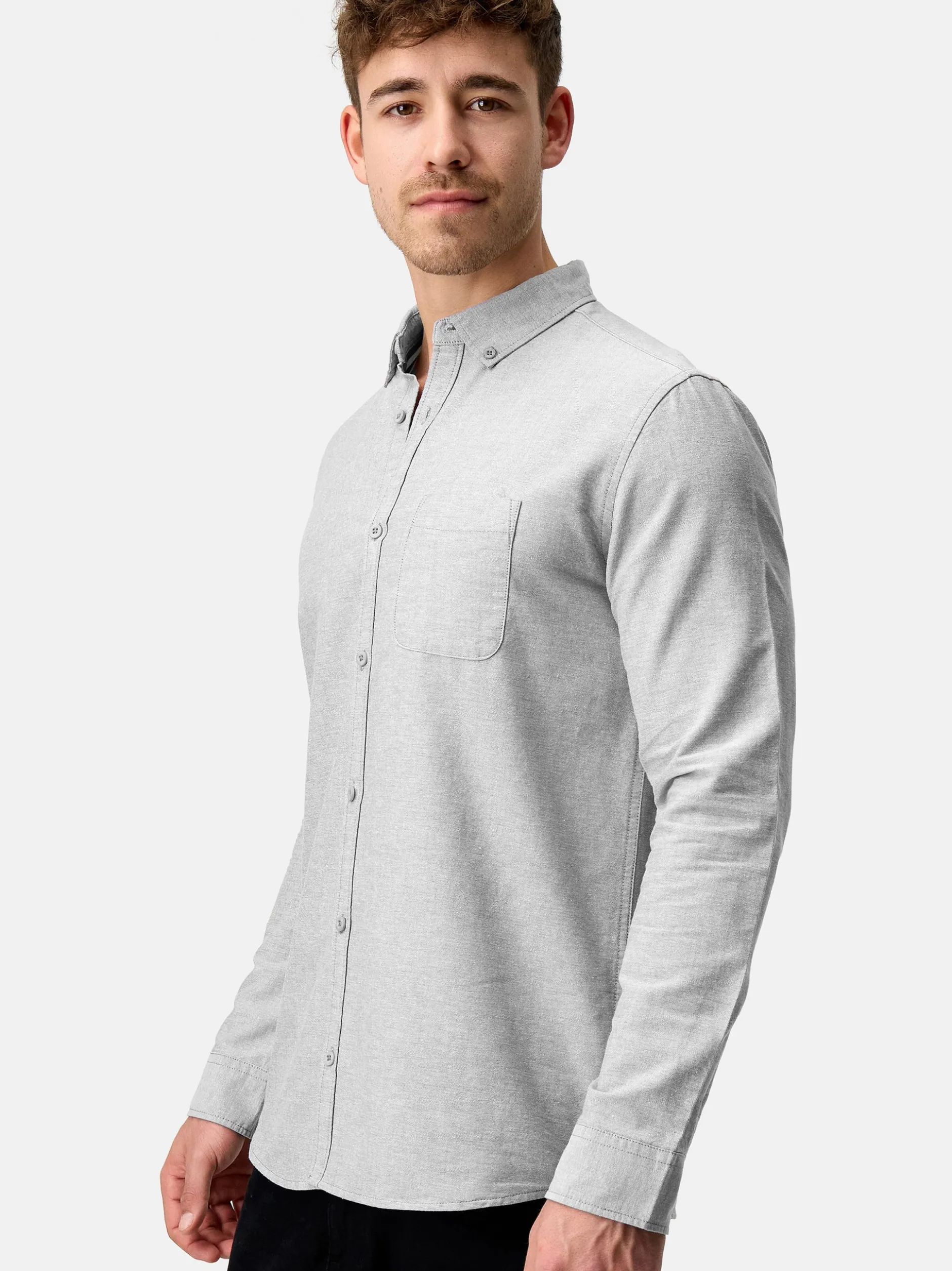 Indicode Herren Hemd Langarm - Kepner in grau