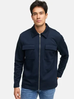 Indicode Herren Hemd Langarm - INNello Zip Shirt in blau