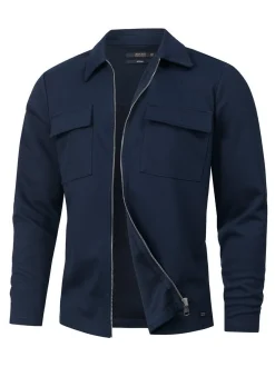Indicode Herren Hemd Langarm - INNello Zip Shirt in blau