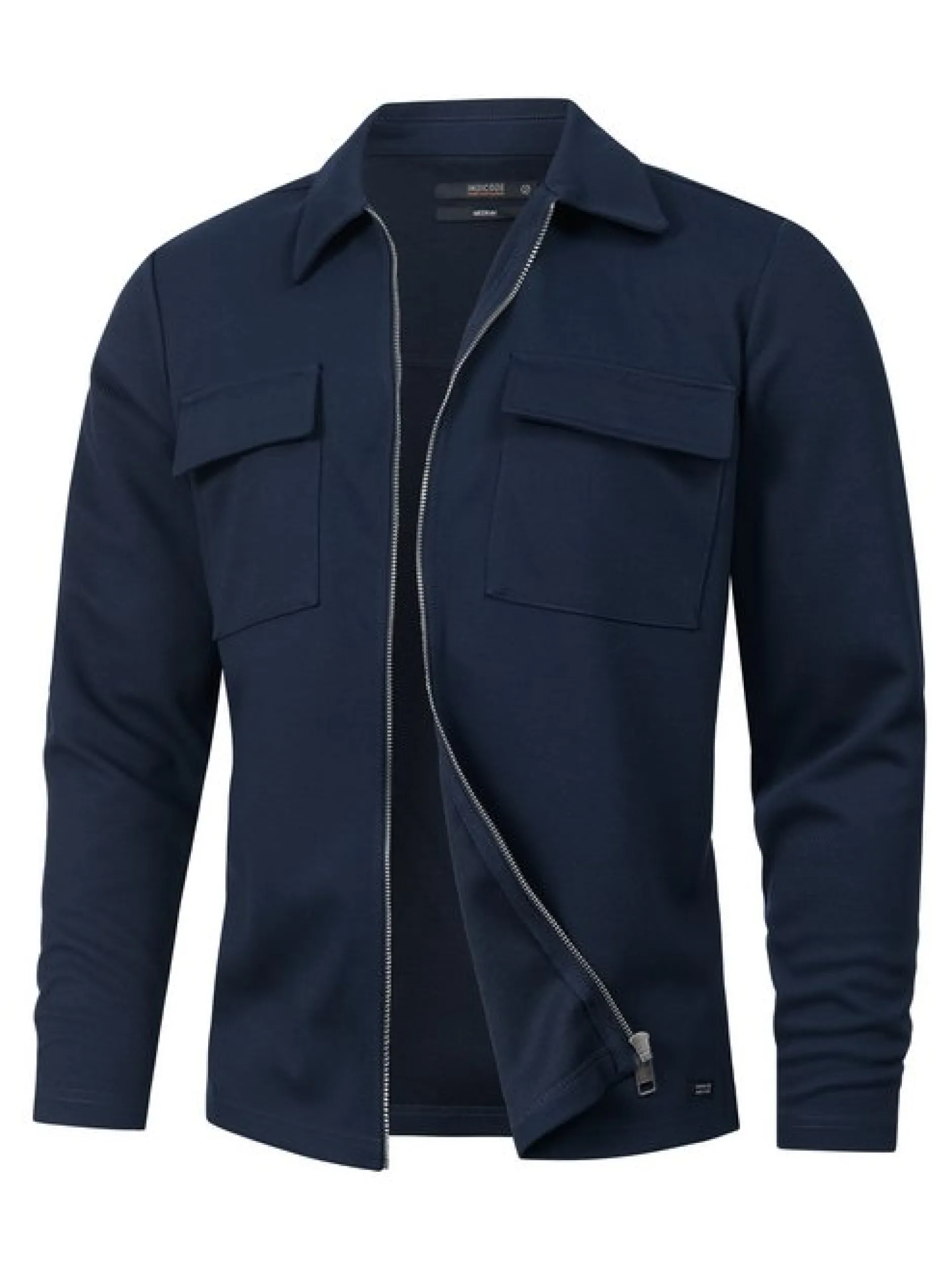 Indicode Herren Hemd Langarm - INNello Zip Shirt in blau