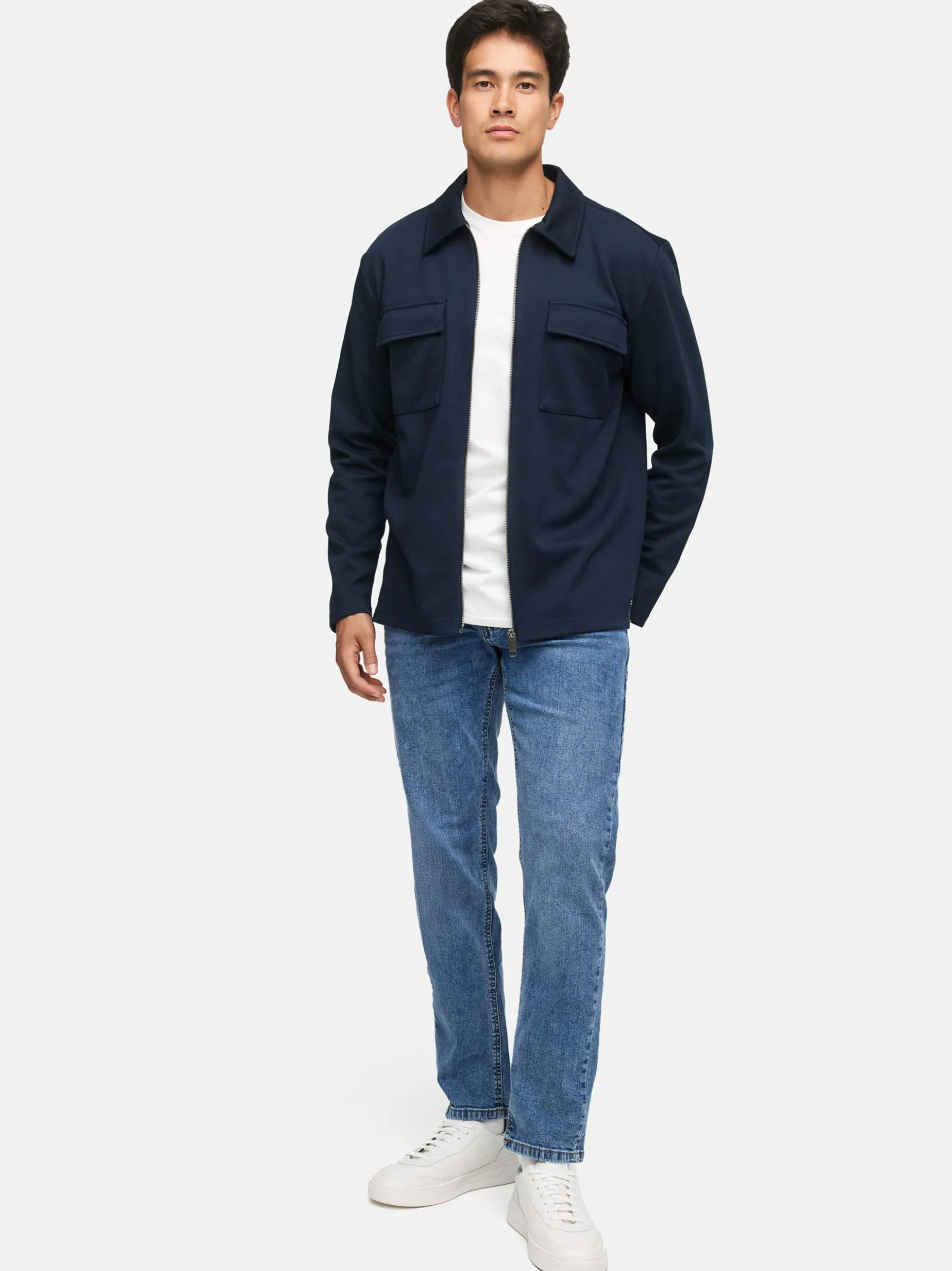 Indicode Herren Hemd Langarm - INNello Zip Shirt in blau