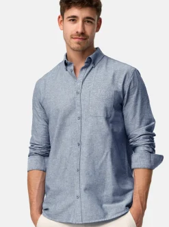 Indicode Herren Hemd Langarm - Kepner in aqua blau