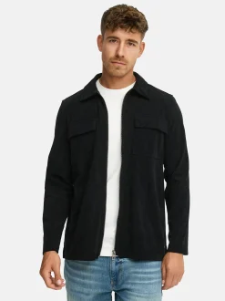 Indicode Herren Hemd Langarm - INNemoto Zip Shirt in schwarz