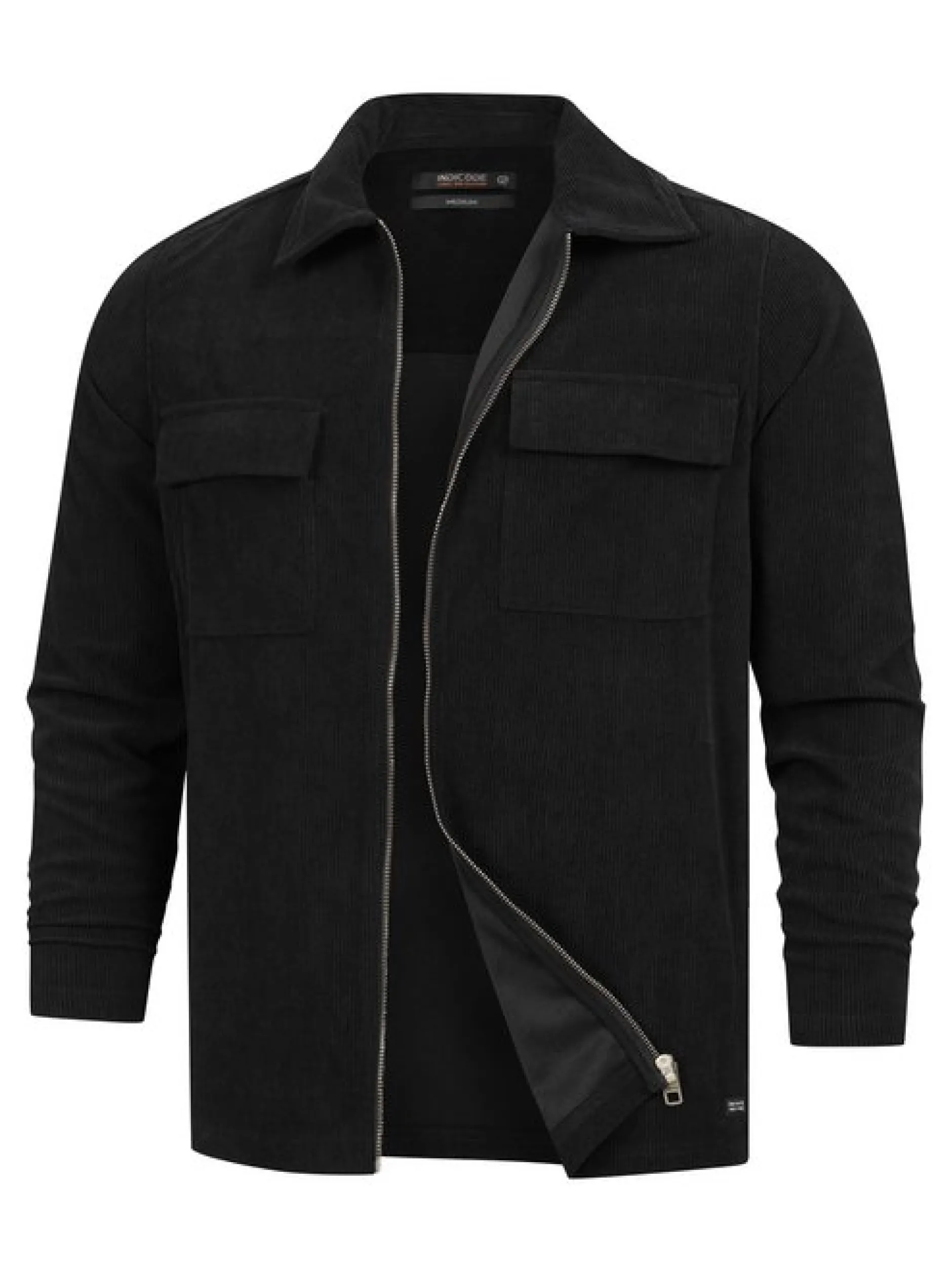 Indicode Herren Hemd Langarm - INNemoto Zip Shirt in schwarz