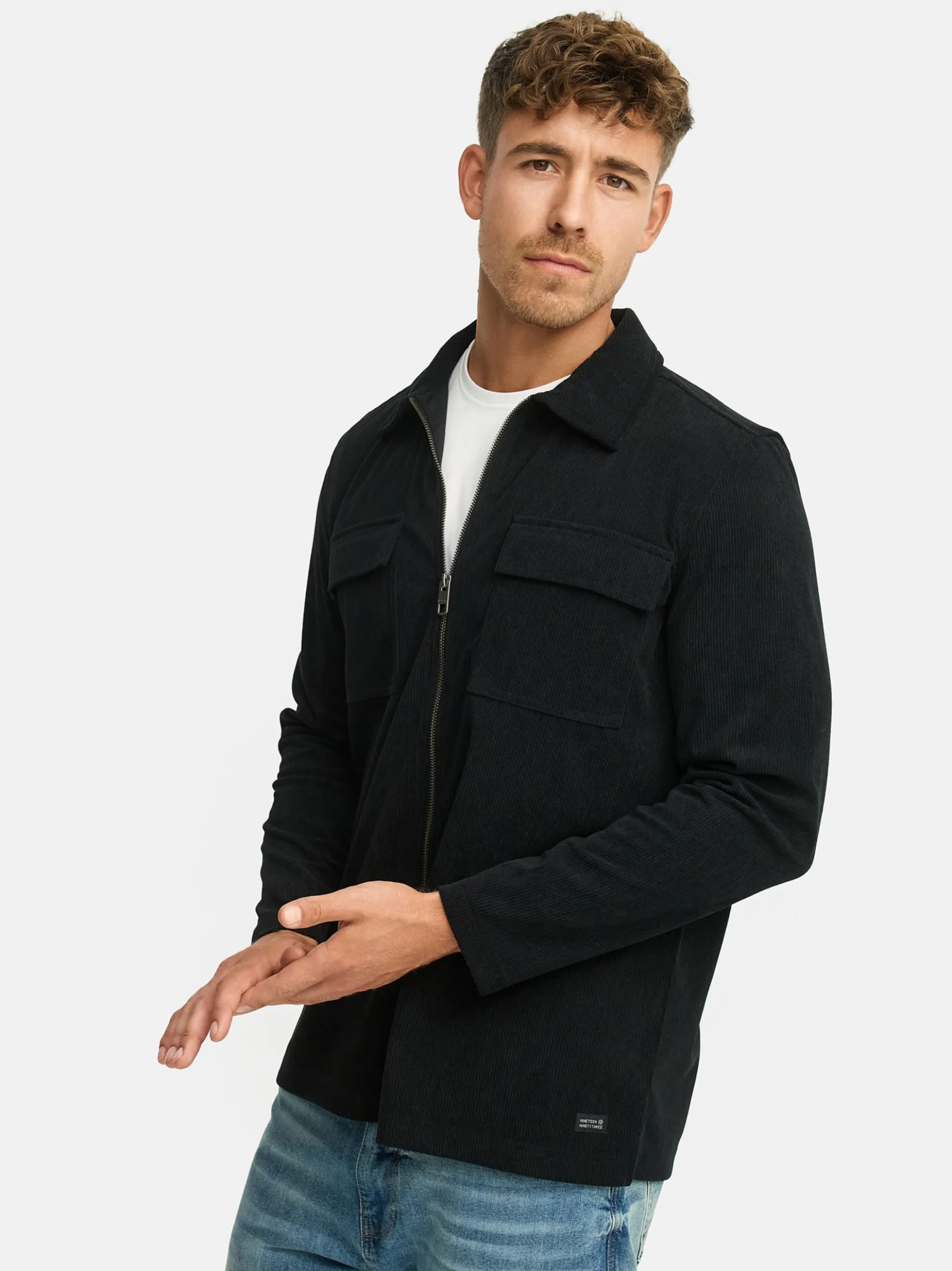 Indicode Herren Hemd Langarm - INNemoto Zip Shirt in schwarz