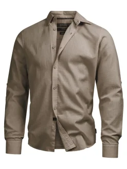 Indicode Herren Hemd Langarm - Brayden in beige sand