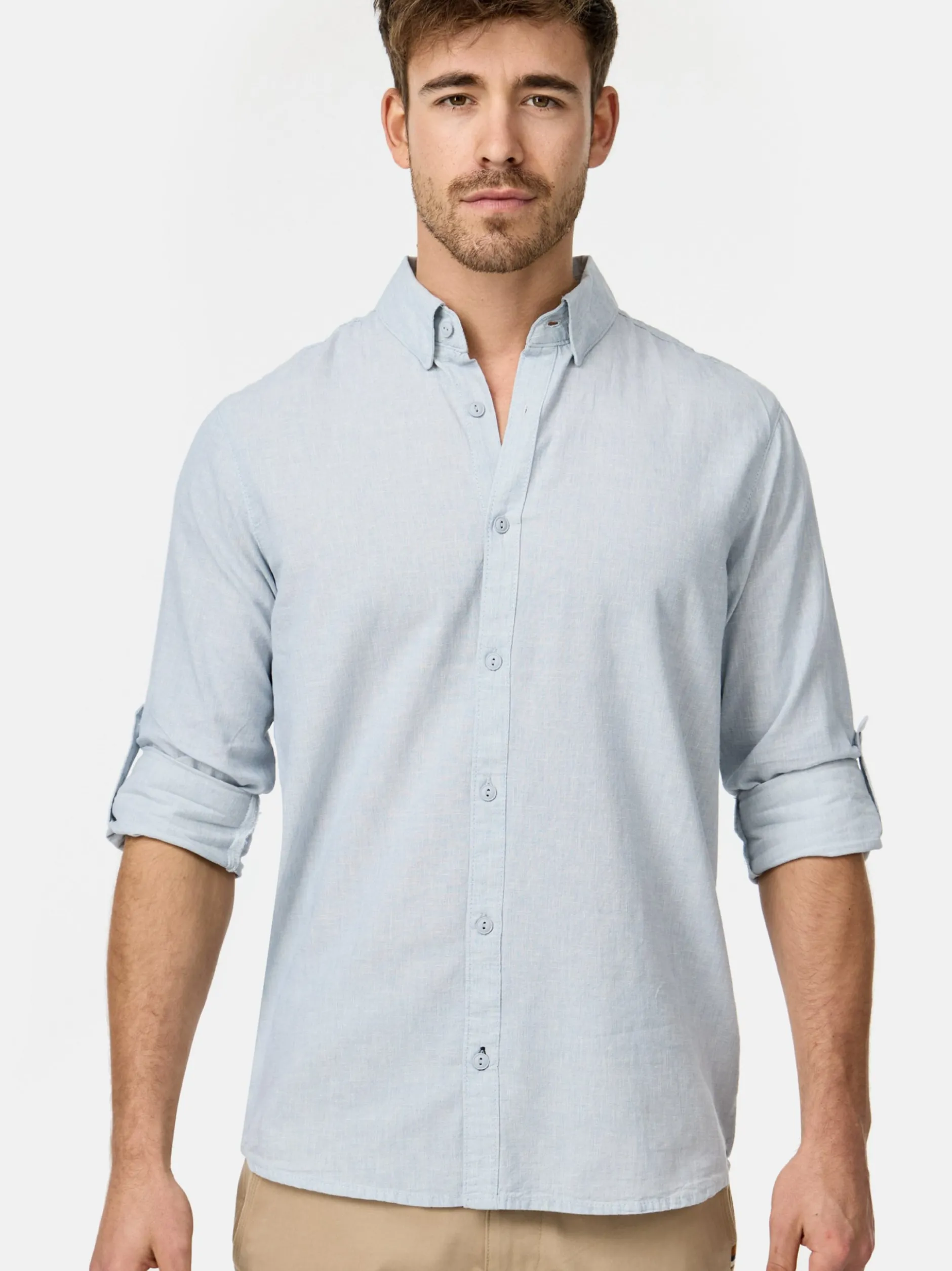 Indicode Herren Hemd Langarm - INBran in hellblau blau