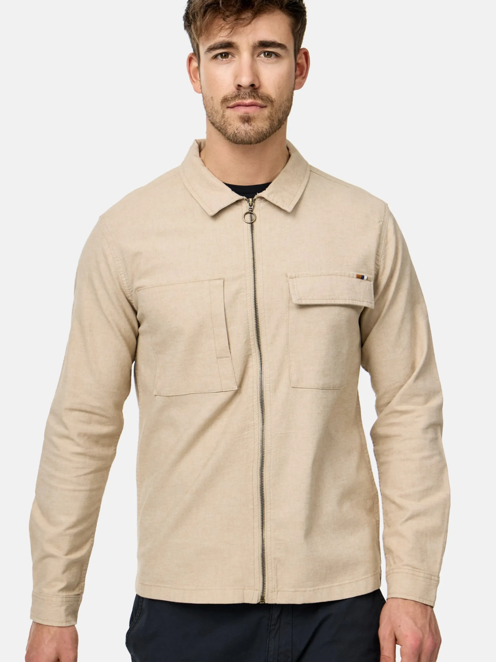 Indicode Herren Hemd Langarm - INEuron in beige sand