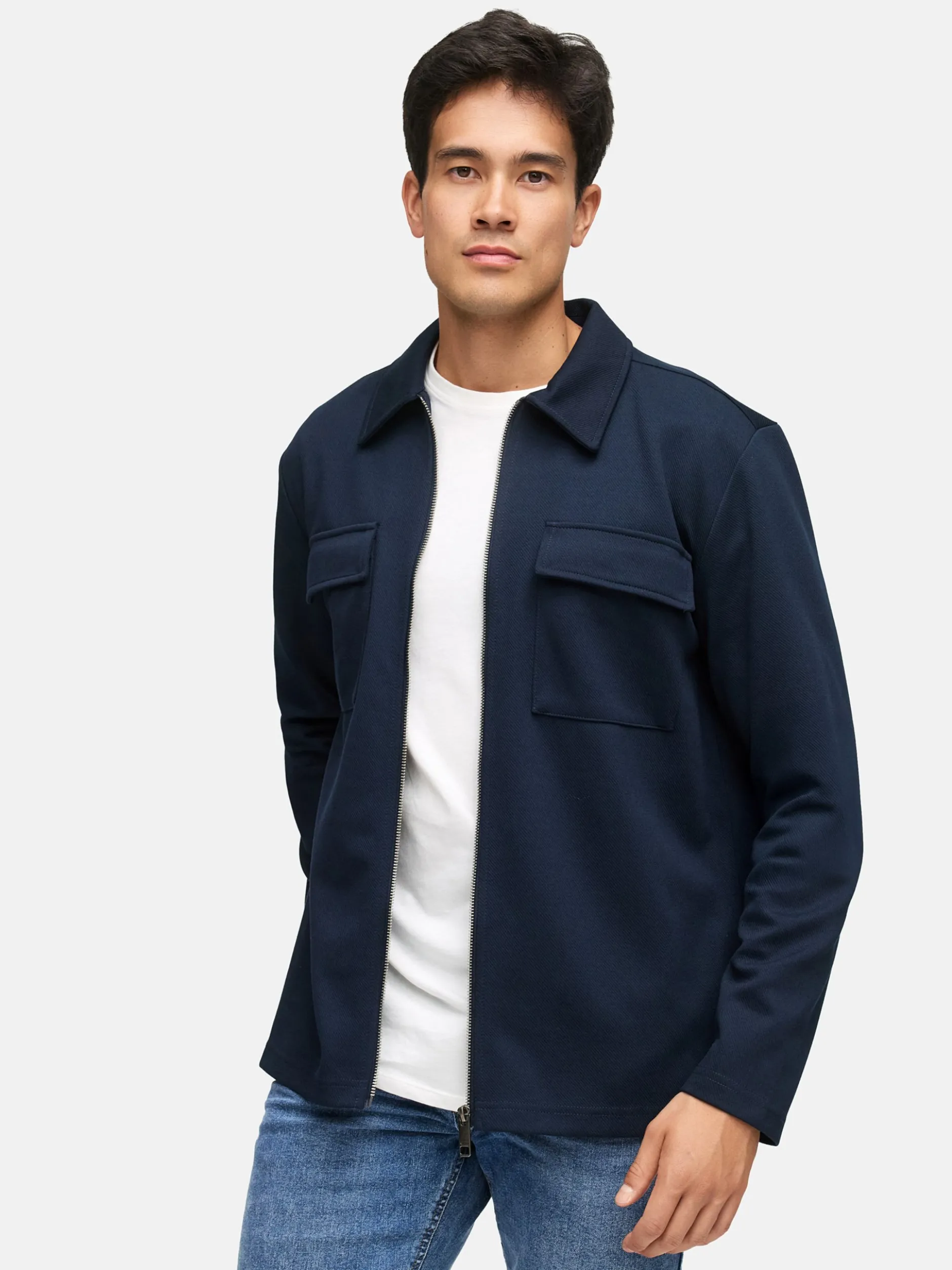 Indicode Herren Hemd Langarm - INNezzo Zip Shirt in blau