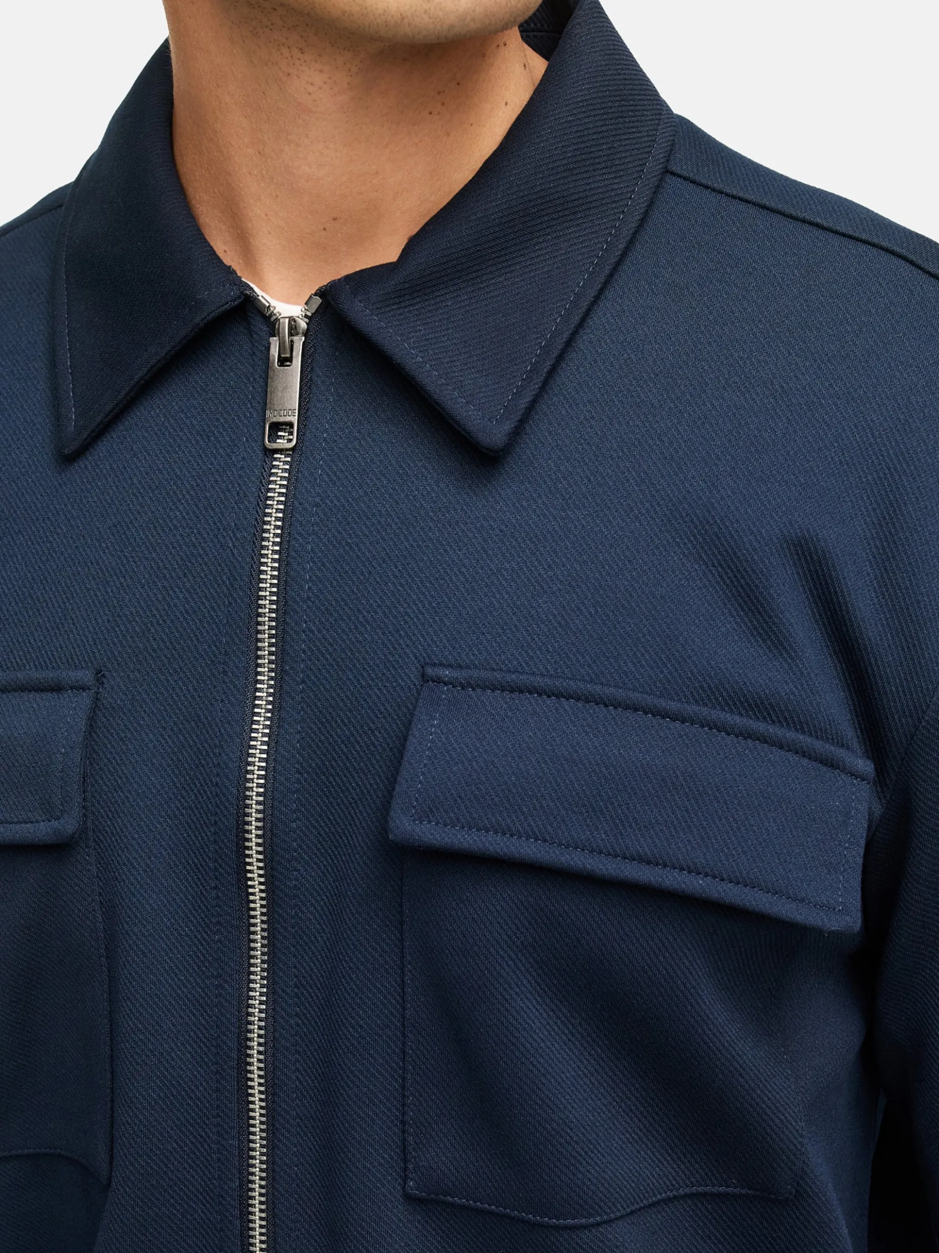 Indicode Herren Hemd Langarm - INNezzo Zip Shirt in blau