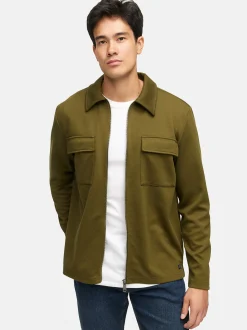 Indicode Herren Hemd Langarm - INNello Zip Shirt in oliv khaki