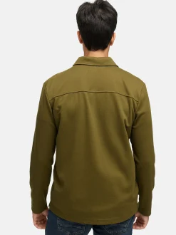 Indicode Herren Hemd Langarm - INNello Zip Shirt in oliv khaki