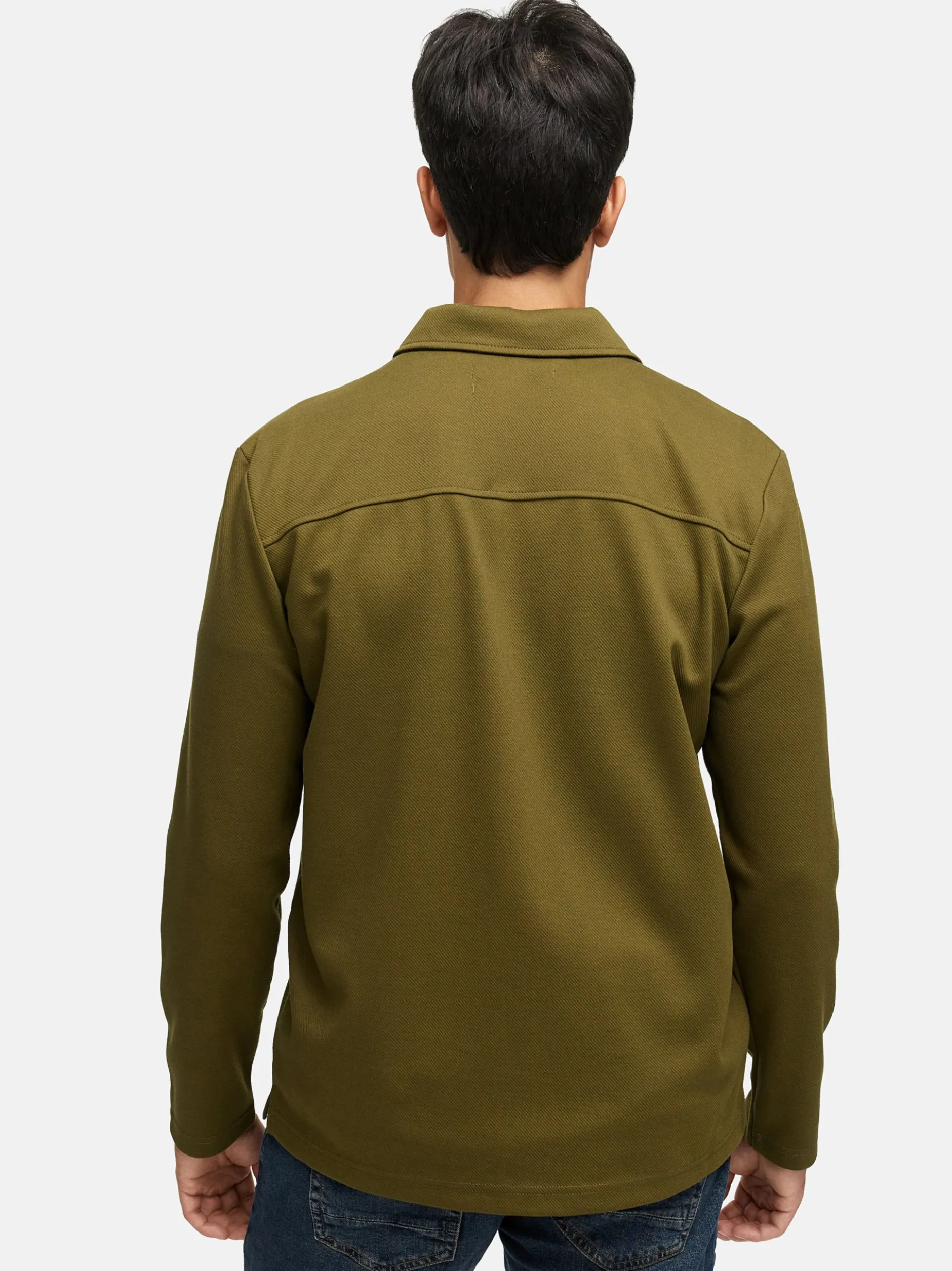 Indicode Herren Hemd Langarm - INNello Zip Shirt in oliv khaki