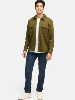 Indicode Herren Hemd Langarm - INNello Zip Shirt in oliv khaki