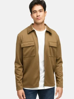 Indicode Herren Hemd Langarm - INNello Zip Shirt in oliv