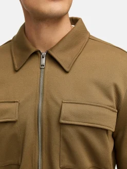 Indicode Herren Hemd Langarm - INNello Zip Shirt in oliv
