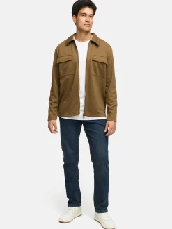 Indicode Herren Hemd Langarm - INNello Zip Shirt in oliv