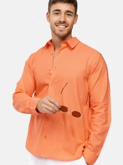 Indicode Herren Hemd Langarm - INSville in aprikot orange