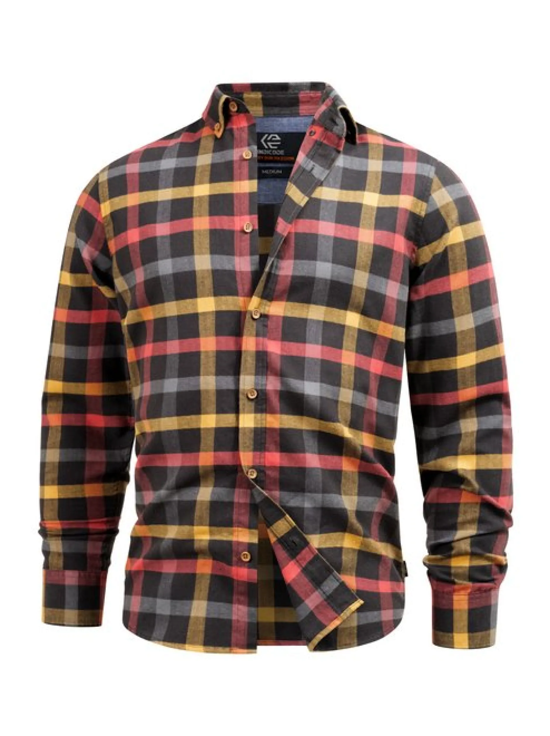 Indicode Herren Hemd Langarm - Riverside in anthrazit grau