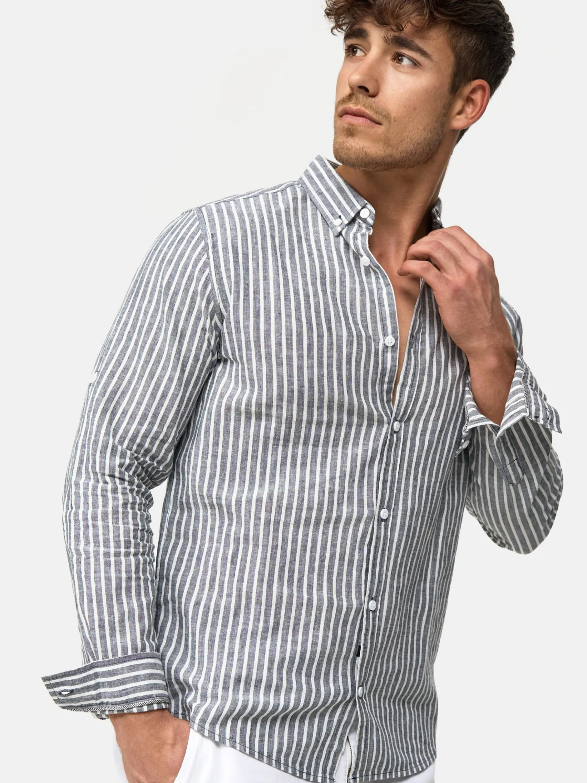 Indicode Herren Hemd Langarm - Brayden in marine