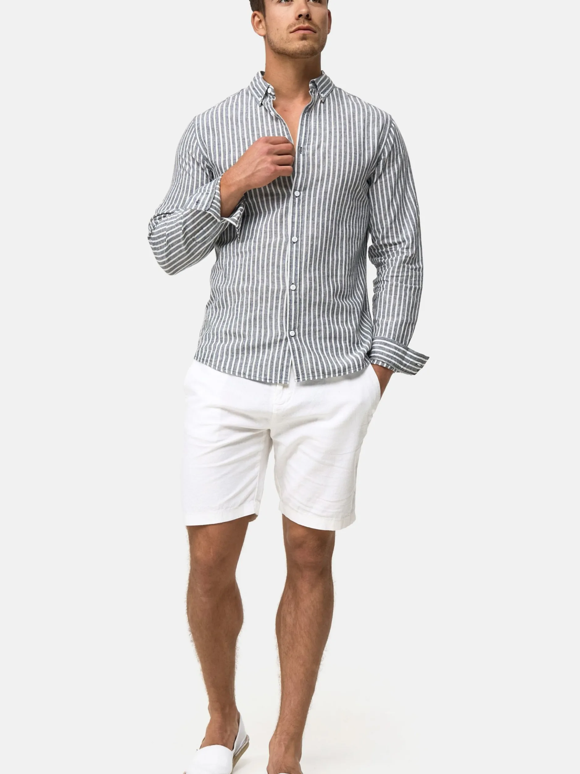 Indicode Herren Hemd Langarm - Brayden in marine