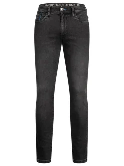 Indicode Herren Jeanshose - INCoil in schwarz fuchsia