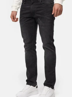 Indicode Herren Jeanshose - INCoil in schwarz fuchsia