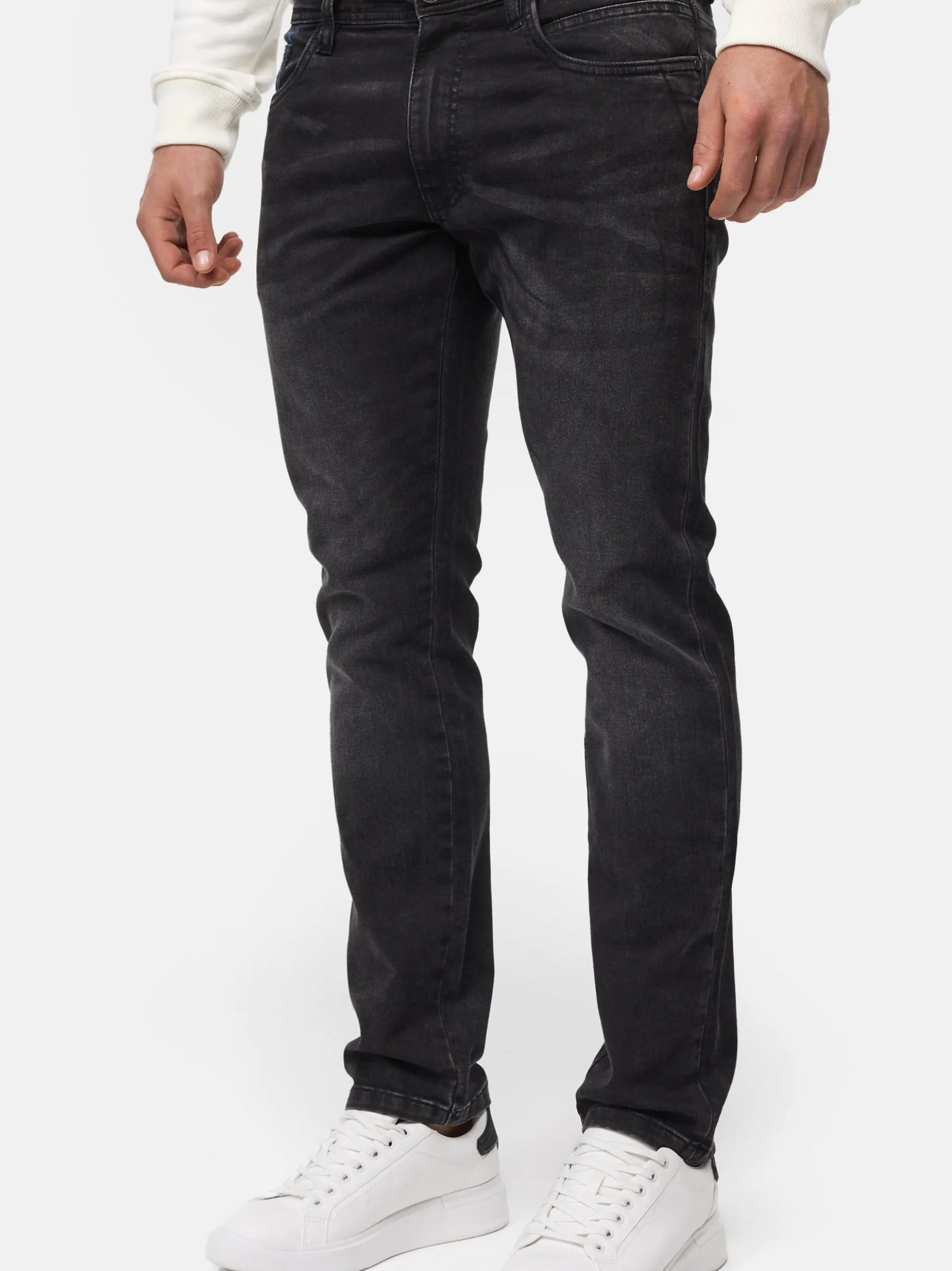 Indicode Herren Jeanshose - INCoil in schwarz fuchsia