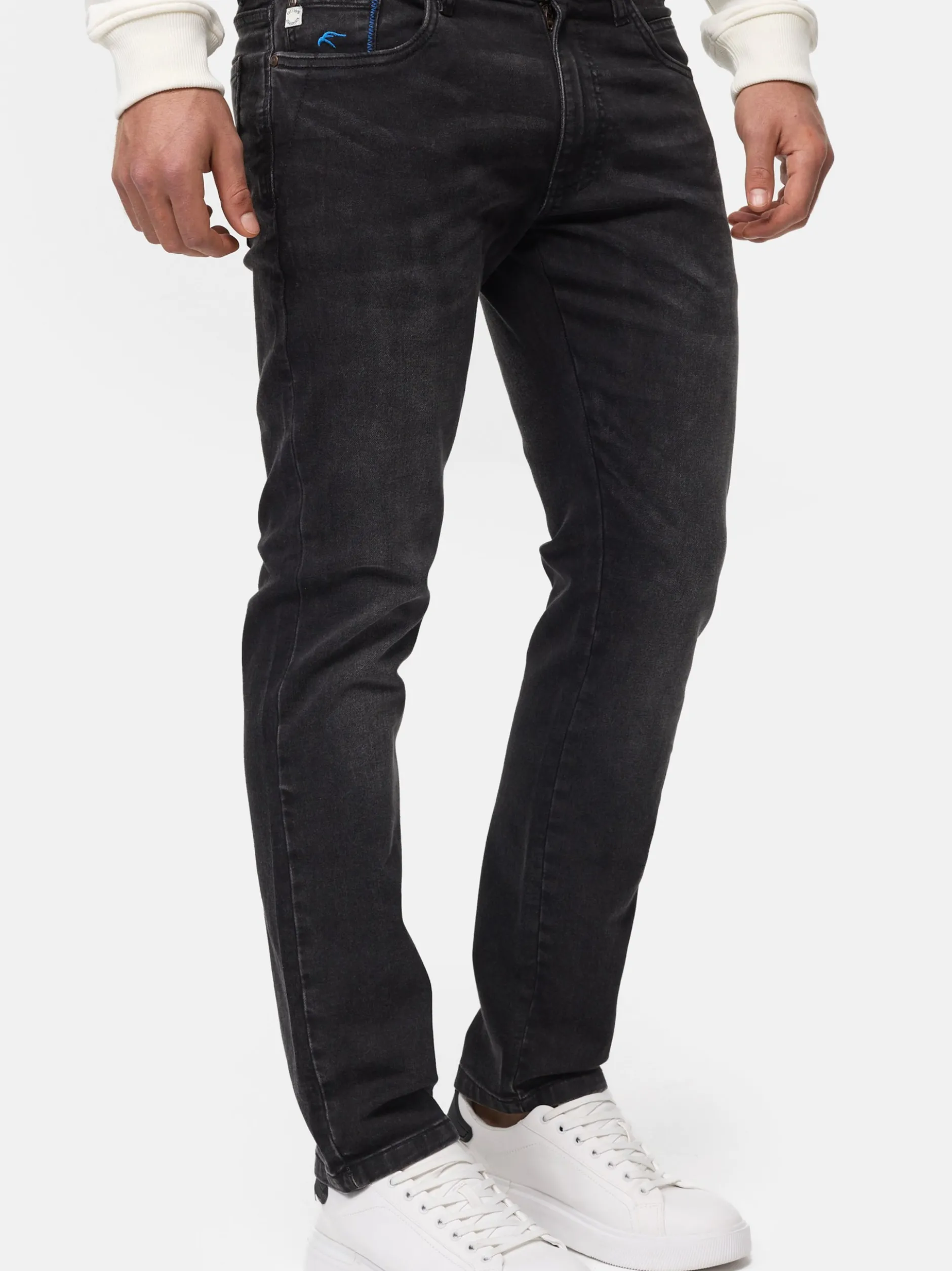 Indicode Herren Jeanshose - INCoil in schwarz fuchsia