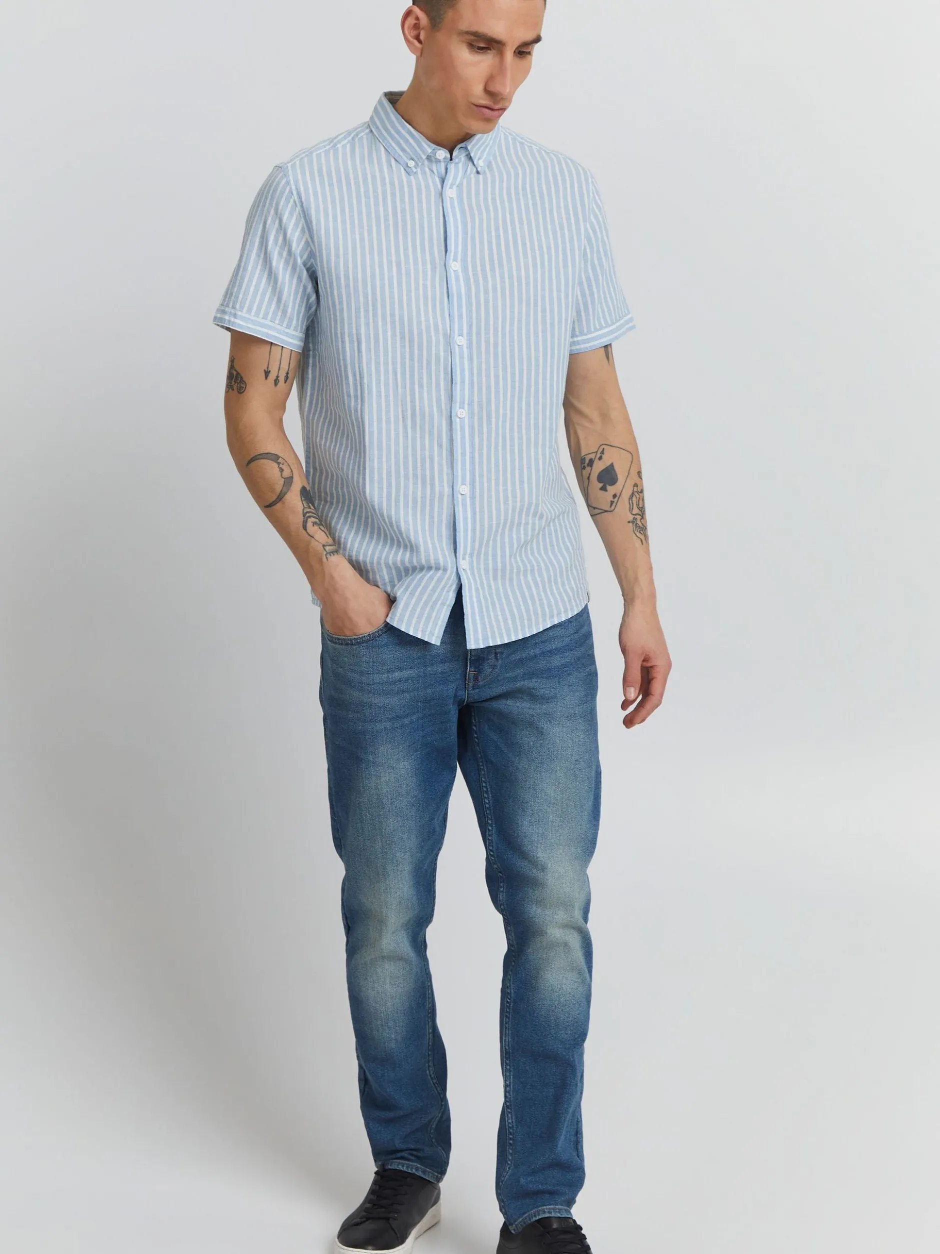 Indicode Herren Kurzarmhemd - IDHank in beige