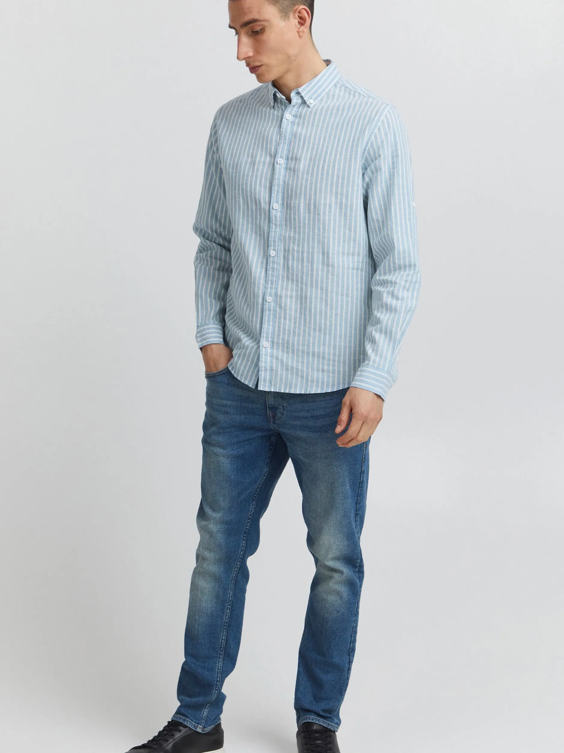 Indicode Herren Langarmhemd - IDHanko in beige