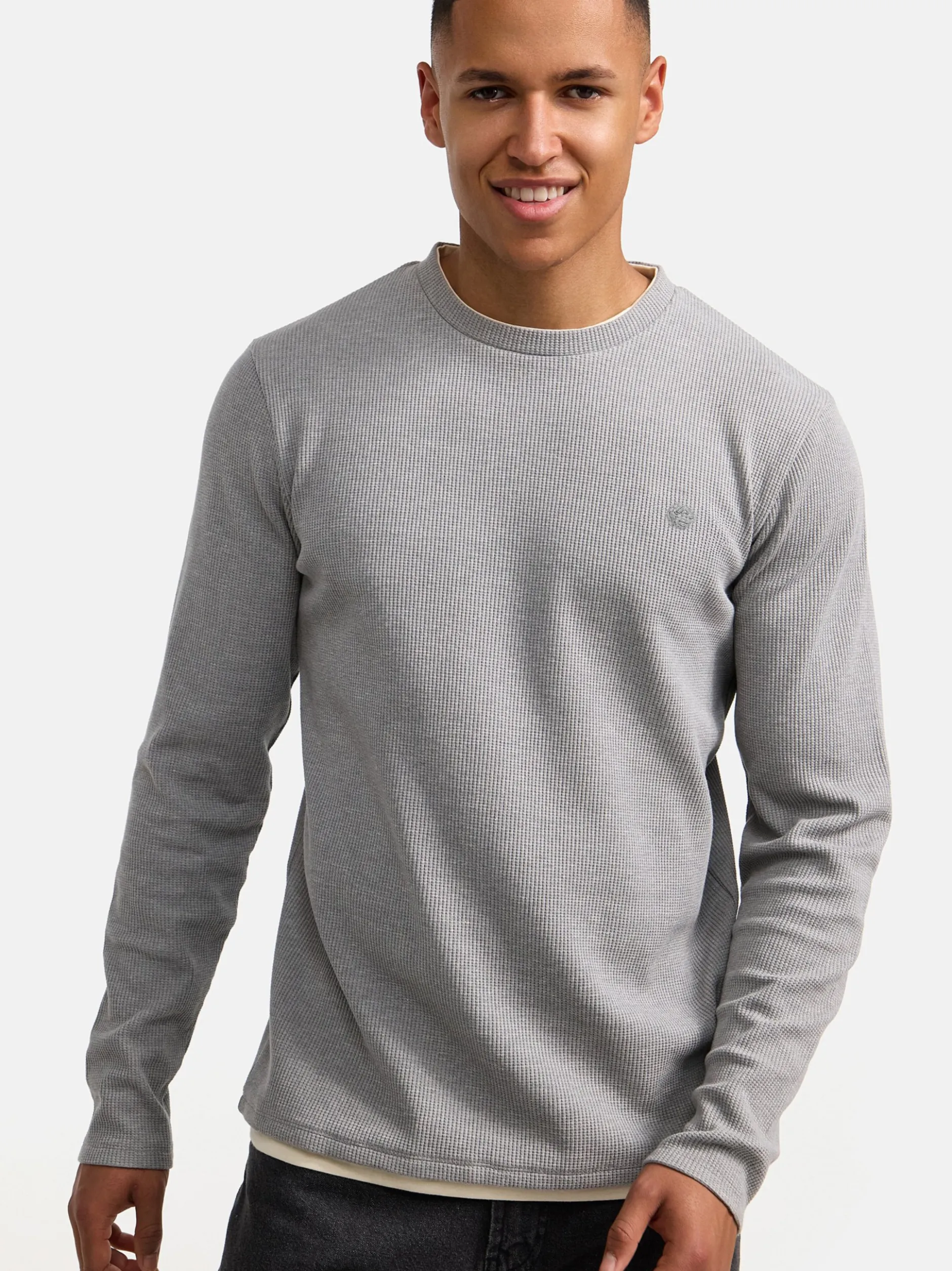 Indicode Herren Langarmshirt - INValwald in hellgrau grau