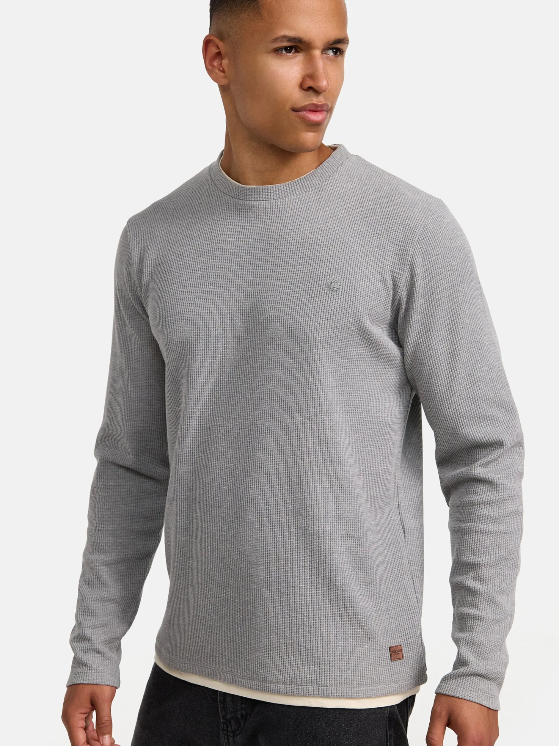 Indicode Herren Langarmshirt - INValwald in hellgrau grau