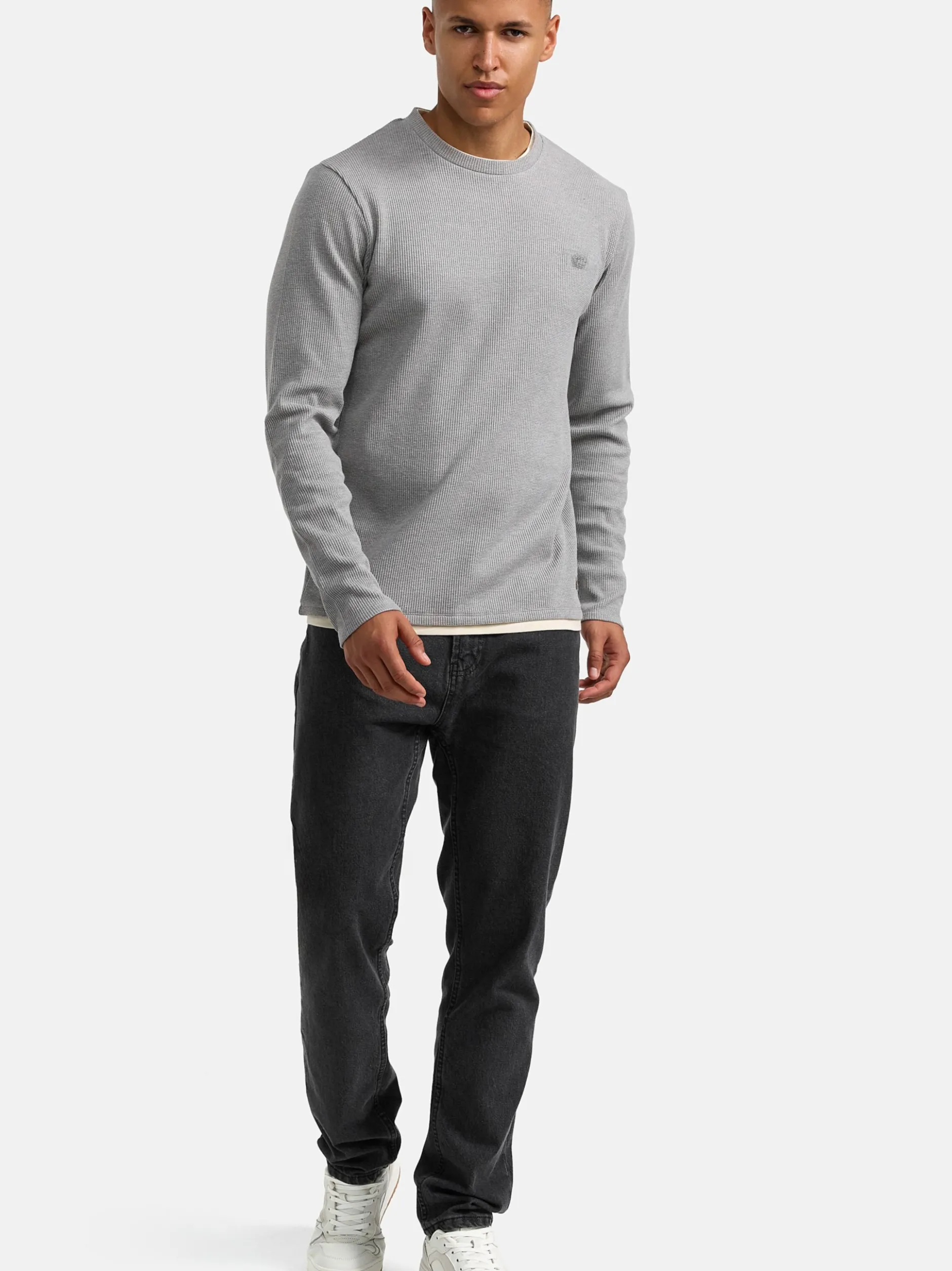 Indicode Herren Langarmshirt - INValwald in hellgrau grau