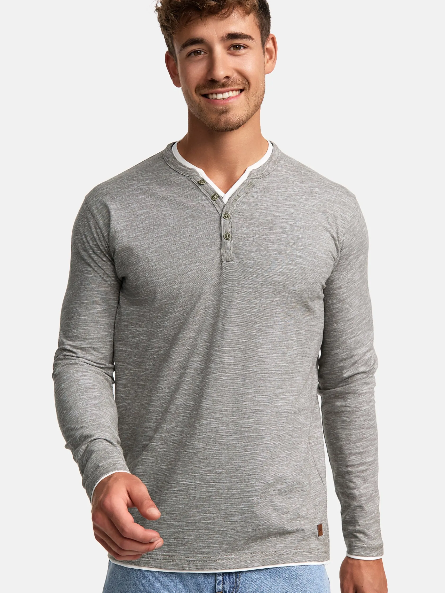 Indicode Herren Langarmshirt - INColeson in khaki