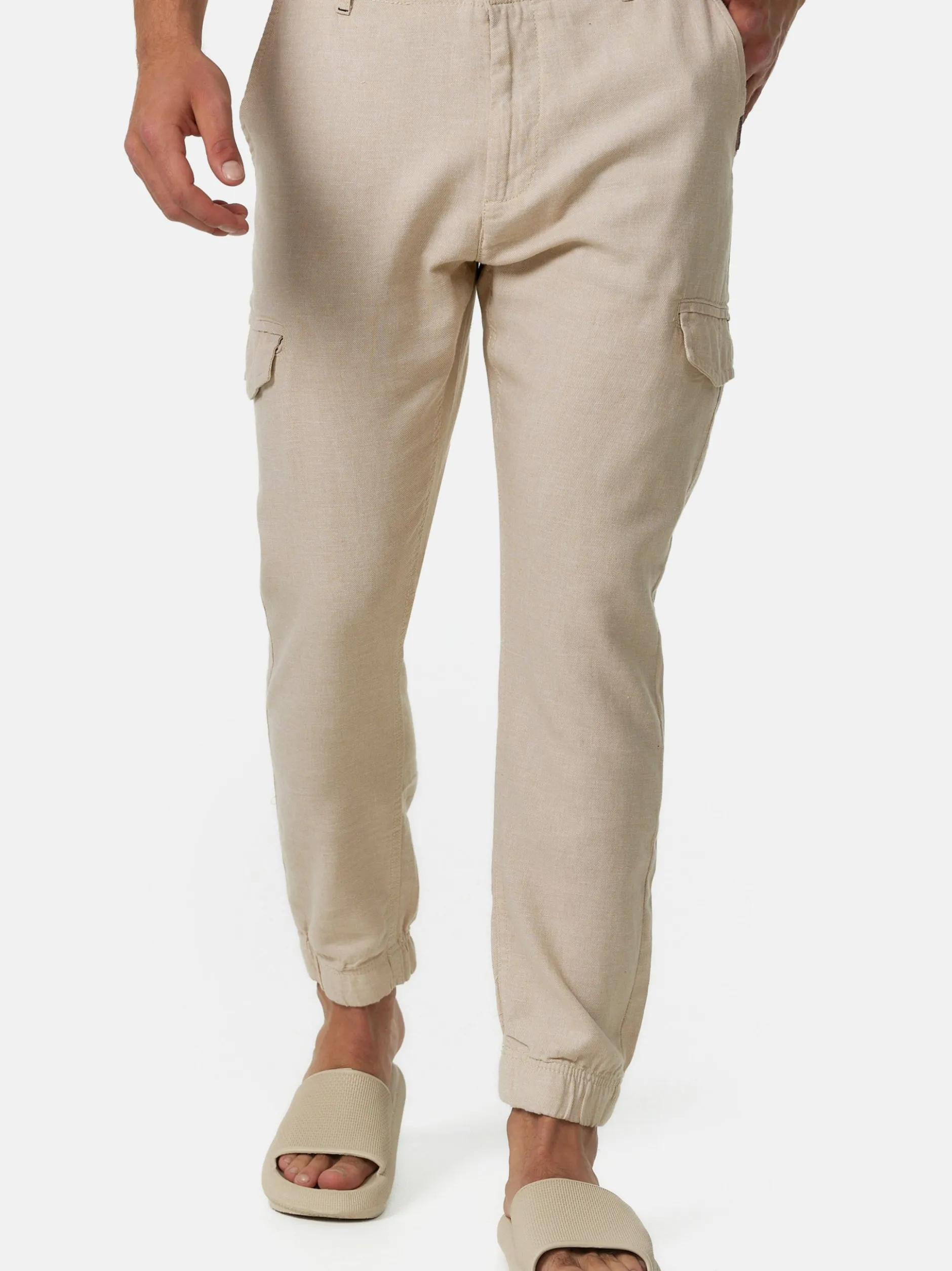 Indicode Herren Leinenhose - Booth in beige sand