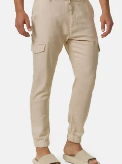 Indicode Herren Leinenhose - Booth in beige sand