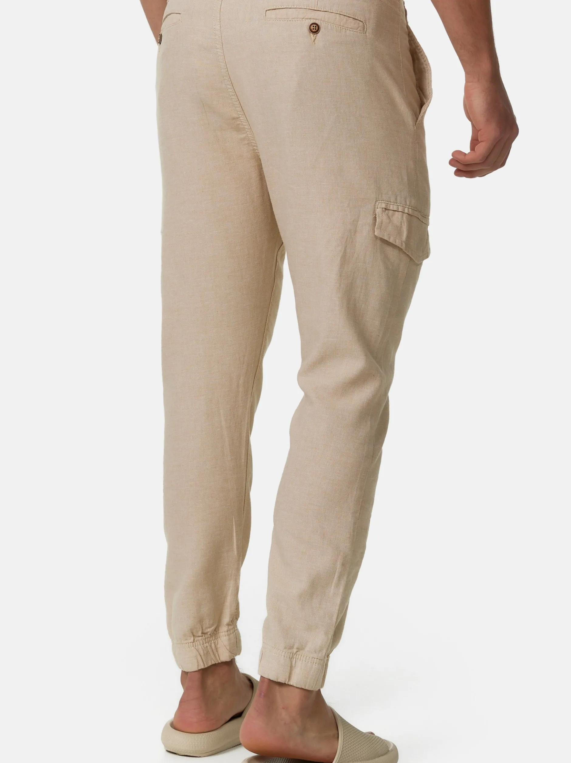 Indicode Herren Leinenhose - Booth in beige sand