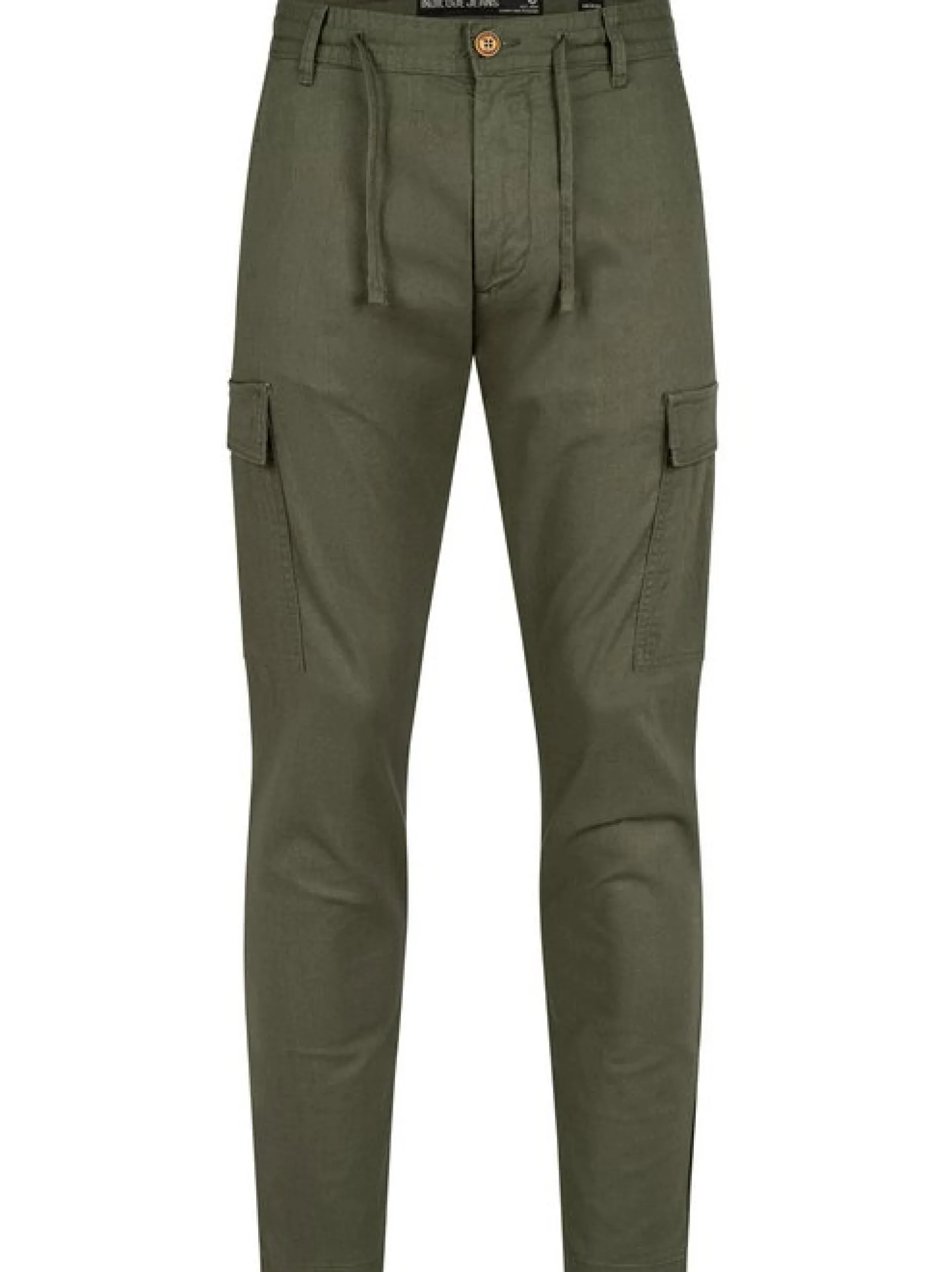 Indicode Herren Leinenhose Cargo - Leonardo in khaki