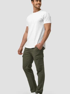 Indicode Herren Leinenhose Cargo - Leonardo in khaki