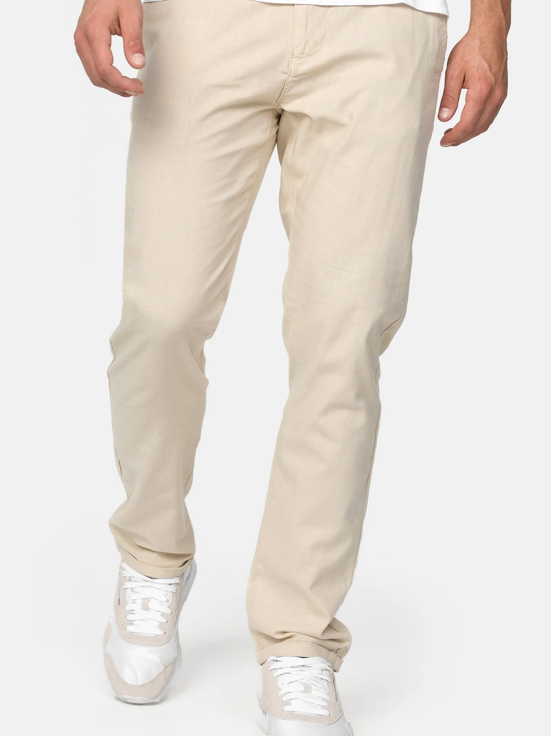 Indicode Herren Leinenhose - Haverfield in beige sand