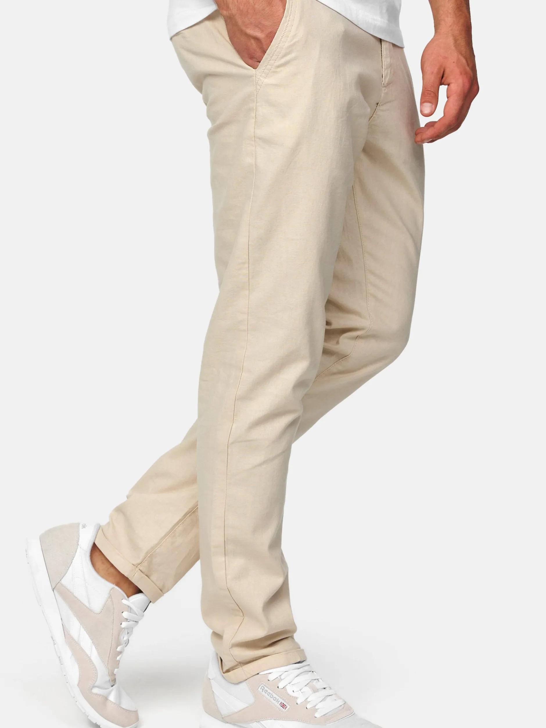 Indicode Herren Leinenhose - Haverfield in beige sand