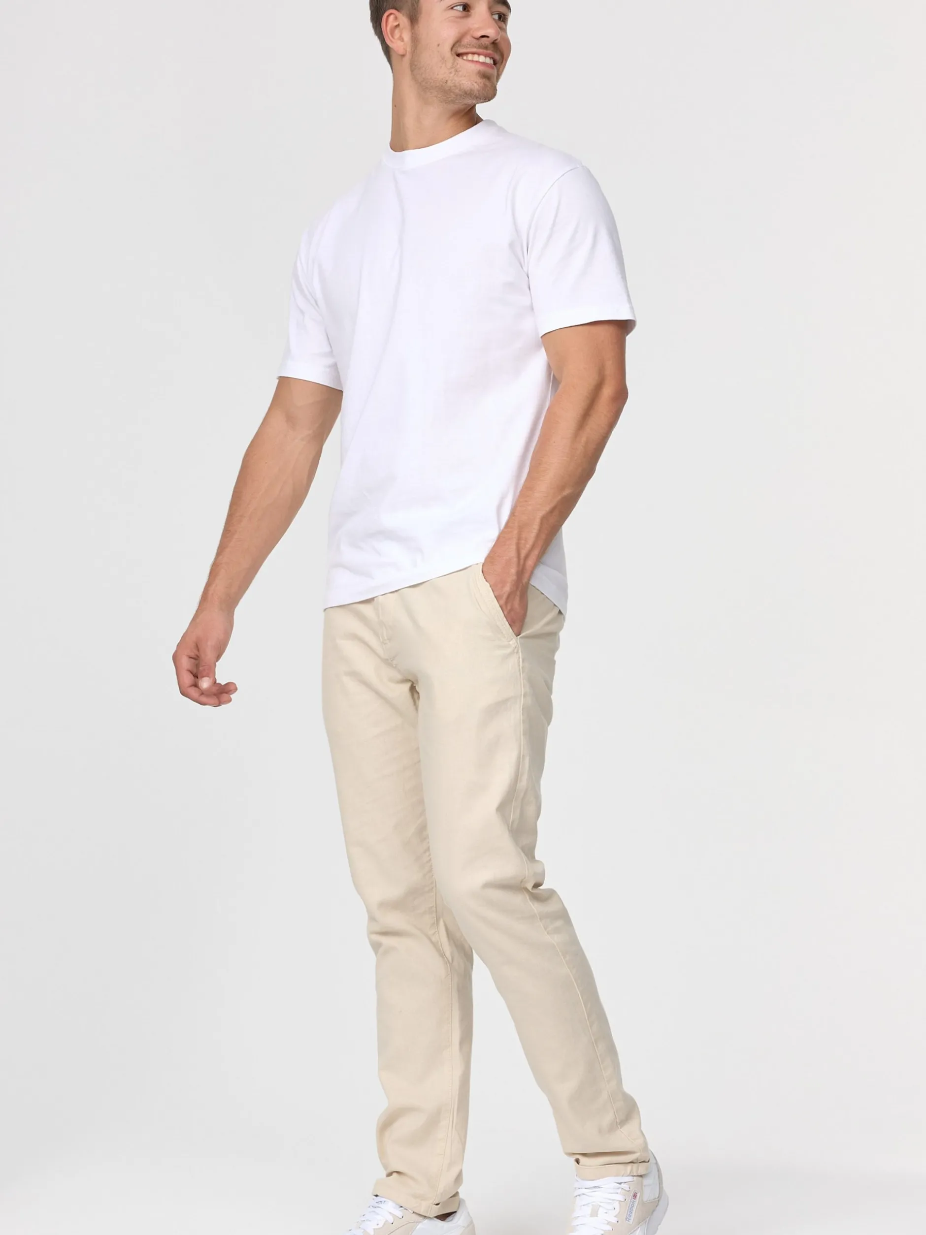 Indicode Herren Leinenhose - Haverfield in beige sand
