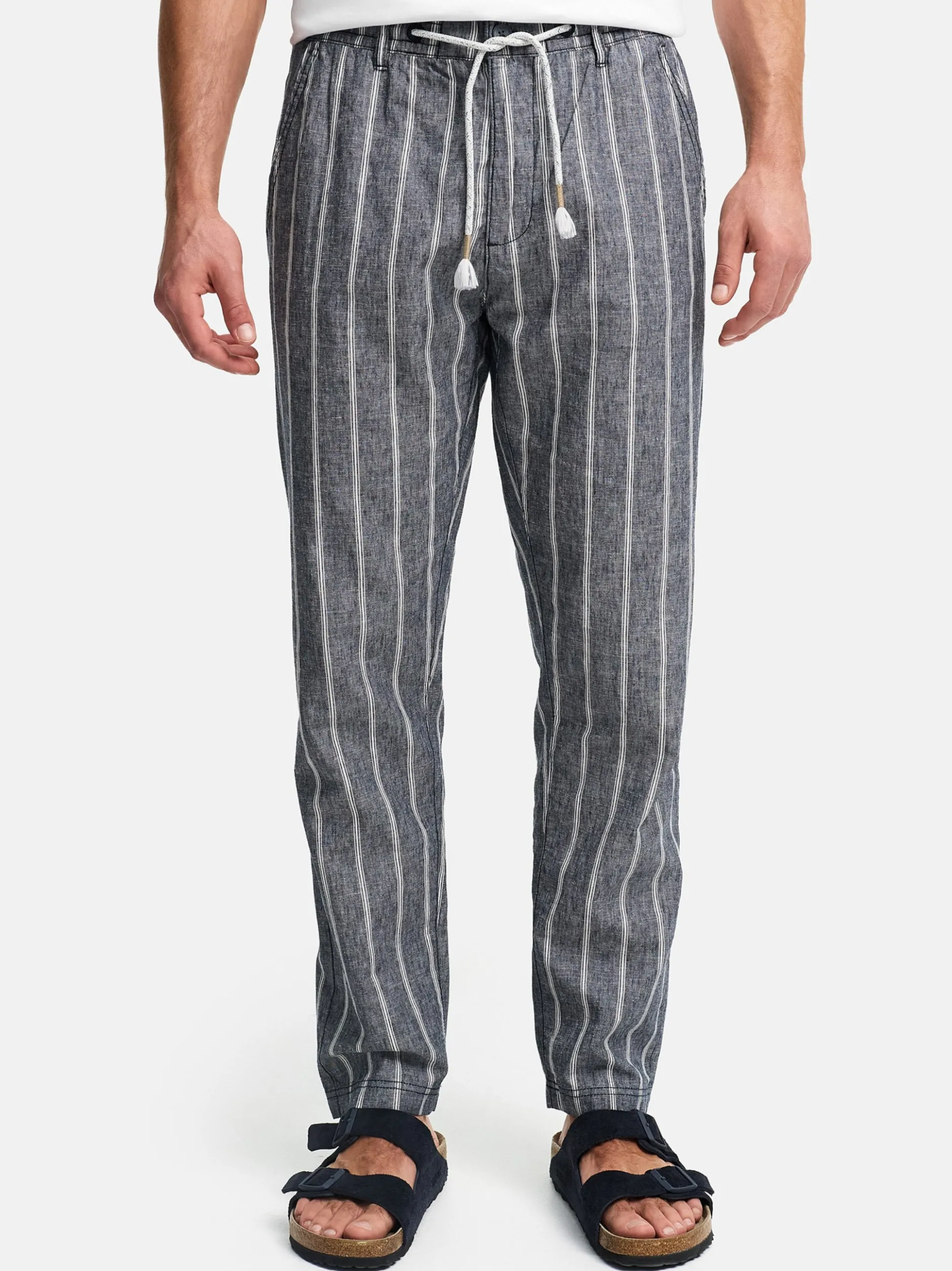 Indicode Herren Leinenhose - INTrypper in blau mehrfarbig