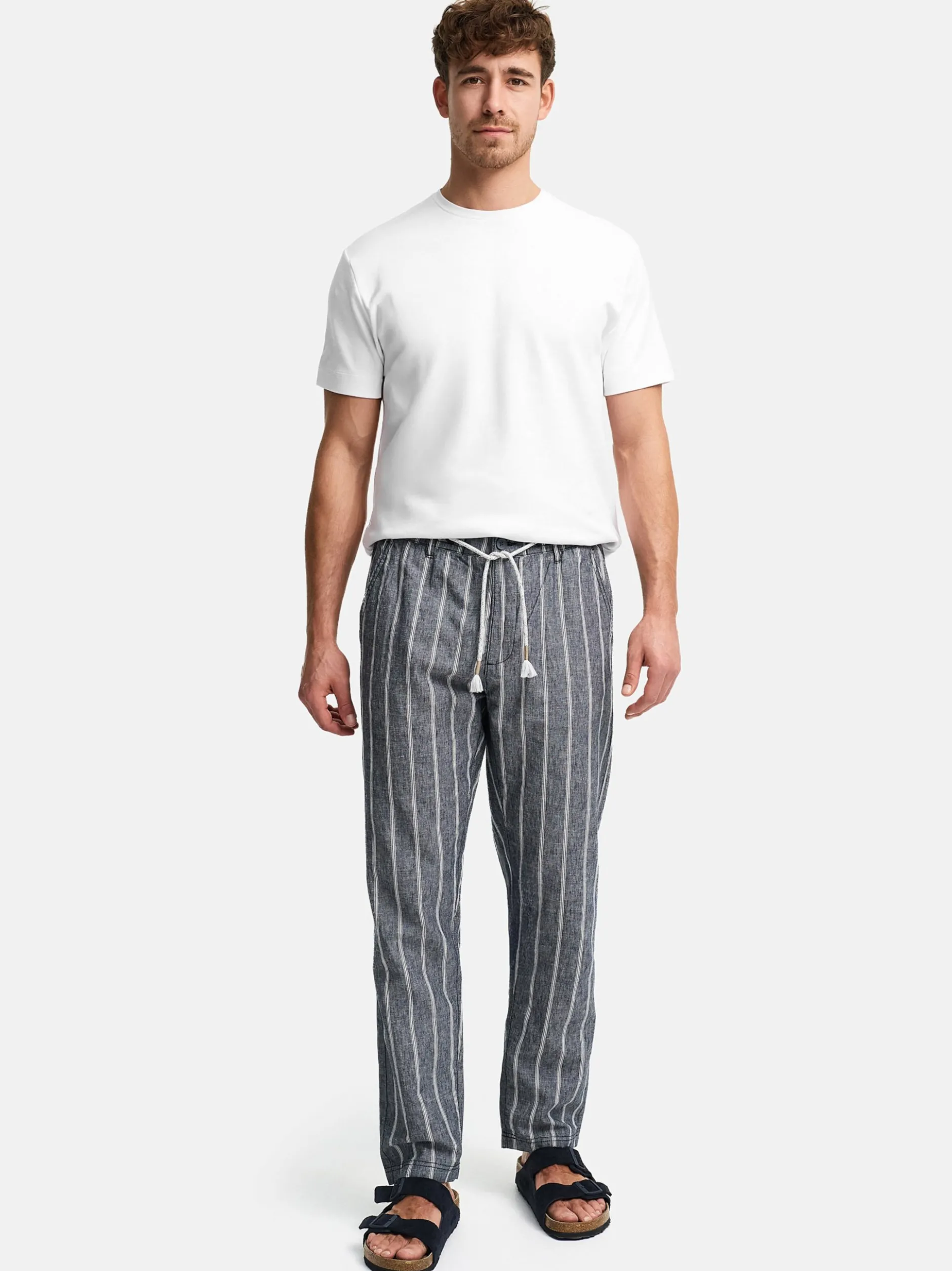 Indicode Herren Leinenhose - INTrypper in blau mehrfarbig